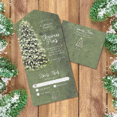 冬素朴の雪の結晶グリーンクリスマ結婚ス オールインワン招待状