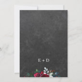 冬素朴の黒板ブルゴーニュ結婚フローラ 招待状 (裏面)