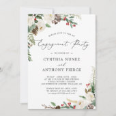 冬素朴フローラシックホリデー婚約パーティ 招待状 (正面)