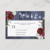 冬素朴フローラ結婚の海軍エレガントRSVP エンクロージャーカード (正面)