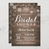 冬素朴ブライダルシャワースノーフレーク招待状 招待状 (正面/裏面)