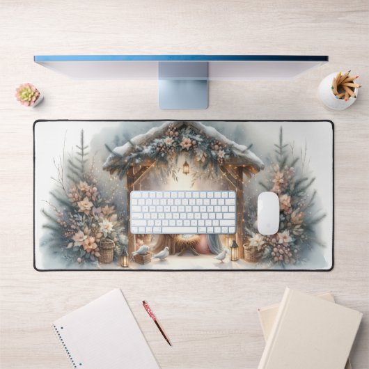 冬素朴出生の花模様 デスクマット (オフィス1)