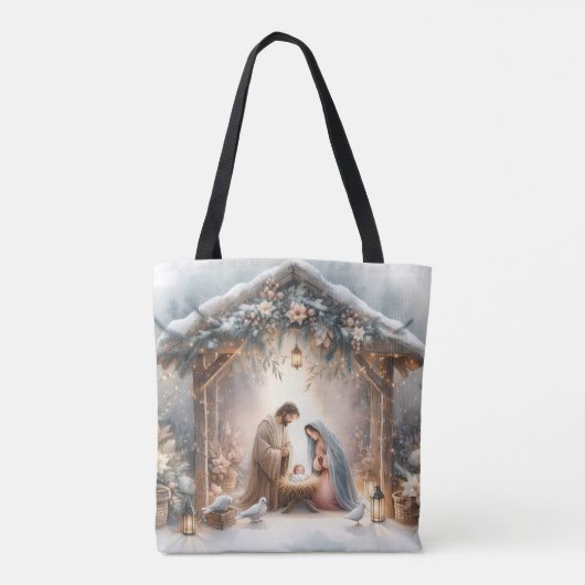 冬素朴出生の花模様 トートバッグ (裏面)