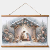 冬素朴出生の花模様 吊り下げ型タペストリー (正面)