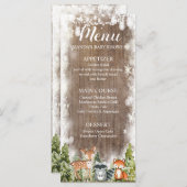 冬素朴動物ウッドランド誕生日メニュー メニュー (正面/裏面)