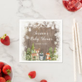 冬素朴動物ウッドランド誕生日紙 スタンダードカクテルナプキン (インサイチュ)