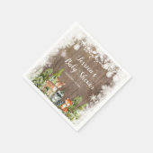 冬素朴動物ウッドランド誕生日紙 スタンダードカクテルナプキン (角)