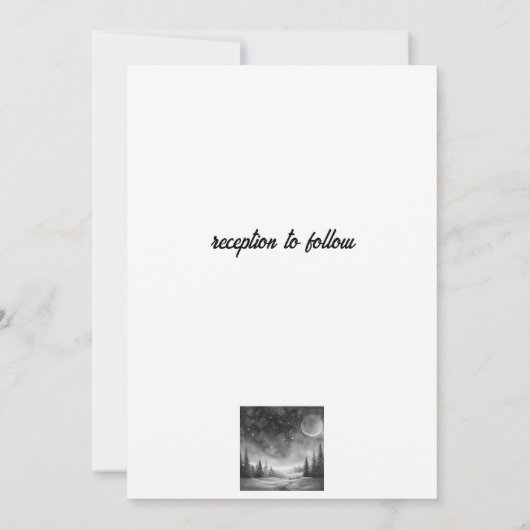 冬素朴夜マウンテンツリーアウトドア結婚ーズ 招待状 (裏面)