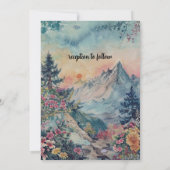 冬素朴松の木の山の屋外結婚の 招待状 (裏面)