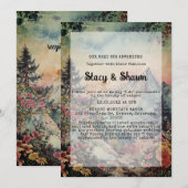 冬素朴松の木の山の屋外結婚の 招待状 (正面/裏面)