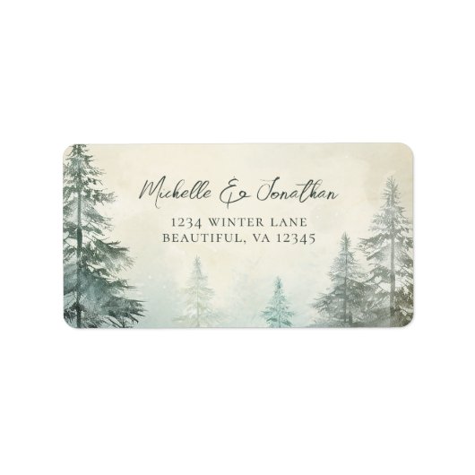冬素朴松の森の木結婚林の住所 ラベル (正面)