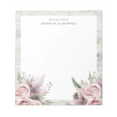 冬素朴松ピンクの花 ノートパッド (正面)