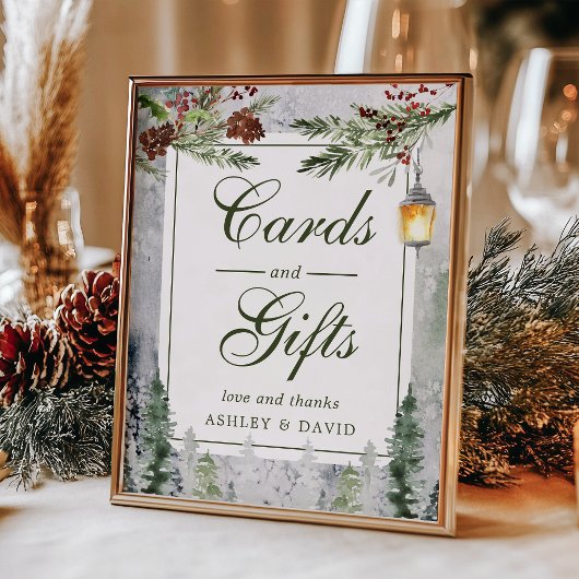 冬素朴松ランタンカードギフト ポスター