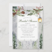 冬素朴松ランタンブライダルシャワー 招待状 (正面)