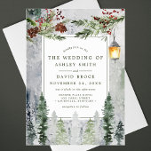 冬素朴松植物灯結婚灯 アクリル招待状