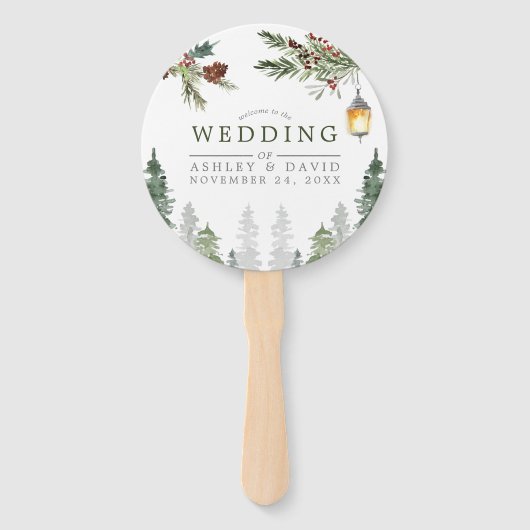 冬素朴松植物灯結婚灯 ハンドファン (正面)