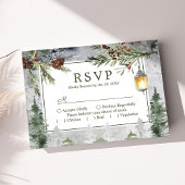 冬素朴松植物灯結婚灯 出欠カード