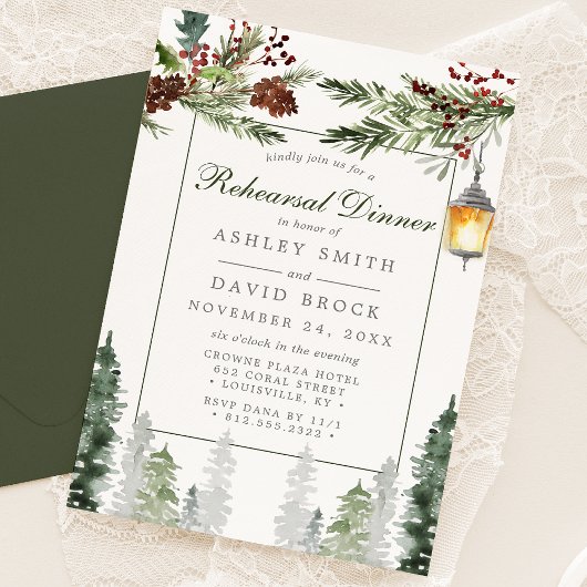 冬素朴松植物灯 招待状