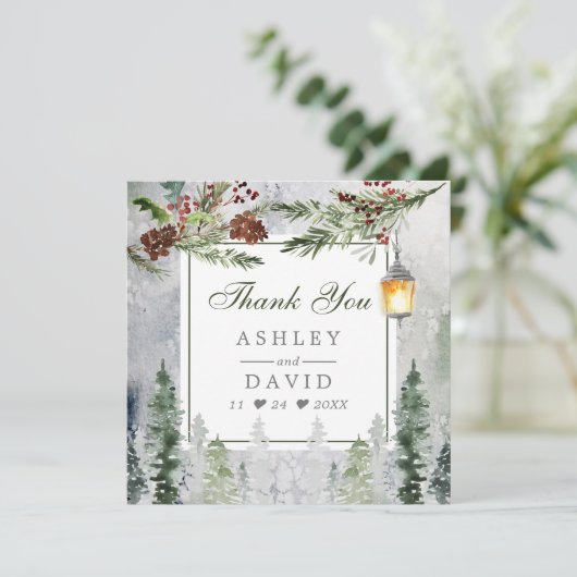 冬素朴松灯篭サンキューカード サンキューカード (スタンド正面)