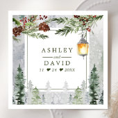 冬素朴松灯籠植物学結婚院 スタンダードカクテルナプキン