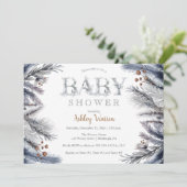 冬素朴松 |ベリーフローラ赤ちゃんシャワー 招待状 (スタンド正面)