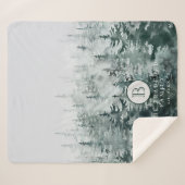 冬素朴林パインツリーファミリーモノグラム シェルパブランケット (正面(横))