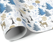 冬素朴林モダン林の動物 ラッピングペーパー (ロールコーナー)