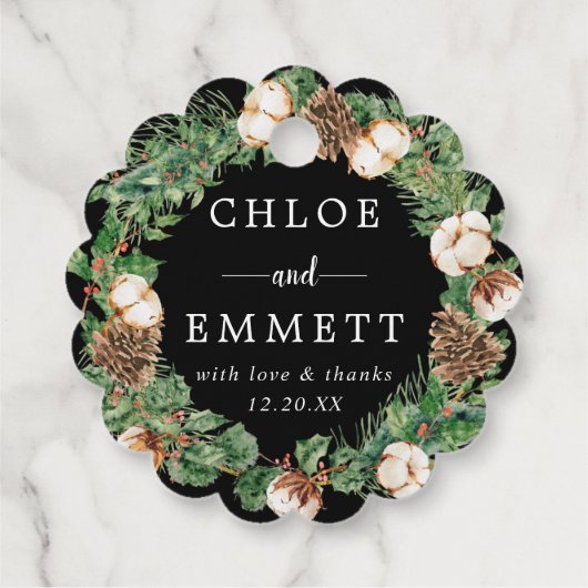 冬素朴植物学リース結婚式の引き出物ラベル フェイバータグ (裏面)