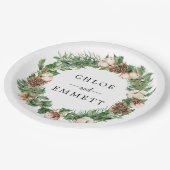 冬素朴植物性リースカスタムウェディング ペーパープレート (アングル)