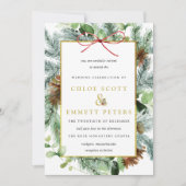 冬素朴植物松結婚式招待状 招待状 (正面)