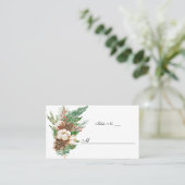 冬素朴植物白フローラズ結婚フラット プレイスカード (スタンド正面)