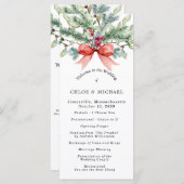 冬素朴植物赤い弓DIY結婚の プログラム (正面/裏面)