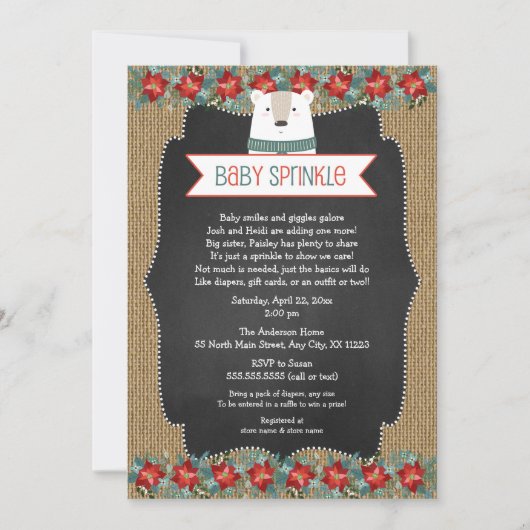 冬素朴極熊ベビー散布招待状 招待状 (正面)