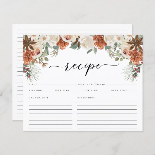 冬素朴水カラーブライダルシャワーレシピカード (正面/裏面)