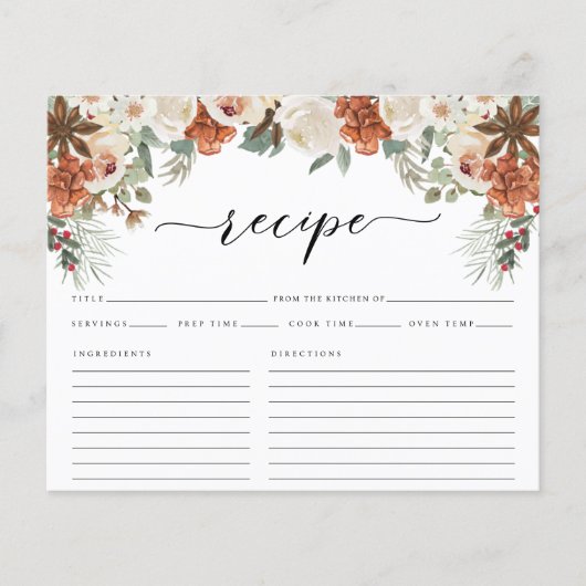 冬素朴水カラーブライダルシャワーレシピカード (正面)