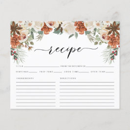 冬素朴水カラーブライダルシャワーレシピカード