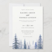 冬素朴水彩松結婚の木 招待状 (正面)