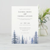 冬素朴水彩松結婚の木 招待状 (スタンド正面)