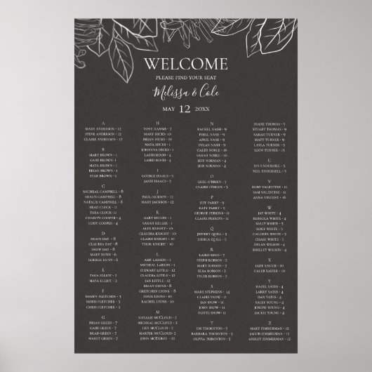 冬素朴炭アルファベット座席表 ポスター (正面)