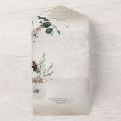 冬素朴白フローラ金ゴールドディナー オールインワン招待状 (外側)