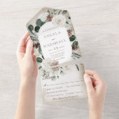 冬素朴白フローラ金ゴールドディナー オールインワン招待状 (貼ってはがせる)