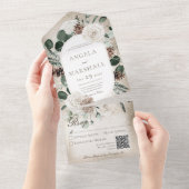 冬素朴白フローラ金ゴールドQRコード オールインワン招待状 (貼ってはがせる)