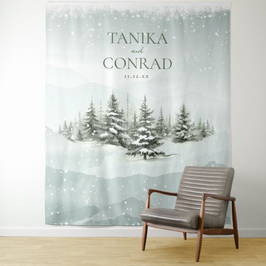 冬素朴結婚式アーチフォレストグリーンID1049 タペストリー (インサイチュ)