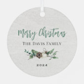 冬素朴緑モノグラムリース白木 メタルオーナメント (裏面)