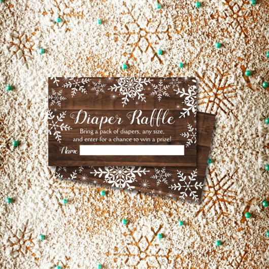 冬素朴赤ちゃんシャワーおむつラッフルチケット エンクロージャーカード