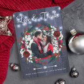 冬素朴赤フローラの海軍結婚ありがとう サンキューカード