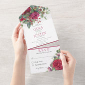 冬素朴赤ワインバラNoディナー オールインワン招待状 (貼ってはがせる)