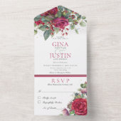 冬素朴赤ワインバラNoディナー オールインワン招待状 (内側)