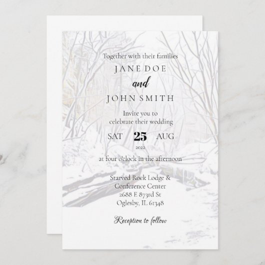 冬素朴雪キャニオン結婚式招待状 招待状 (正面/裏面)