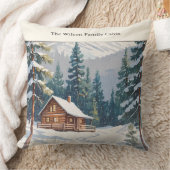 冬素朴雪ファミリーカントリーキャビンクリスマス クッション (ブランケット)